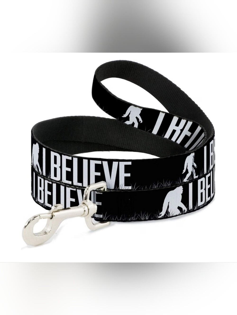 Buckle-Down 4ft Long Wide Dog Leash - Bigfoot Silhouette - BELIEVE Pet Leash